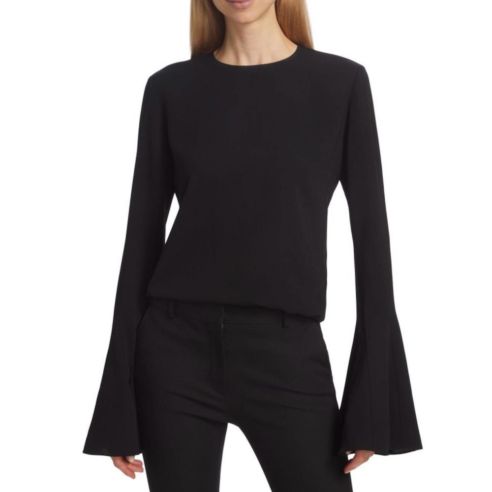 FRAME Long Bell Sleeve Top in black size S Small nwot